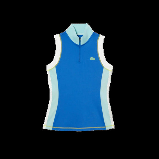 TENNIS SLEEVELESS ZIP NECK POLO SHIRT BLUE WOMAN